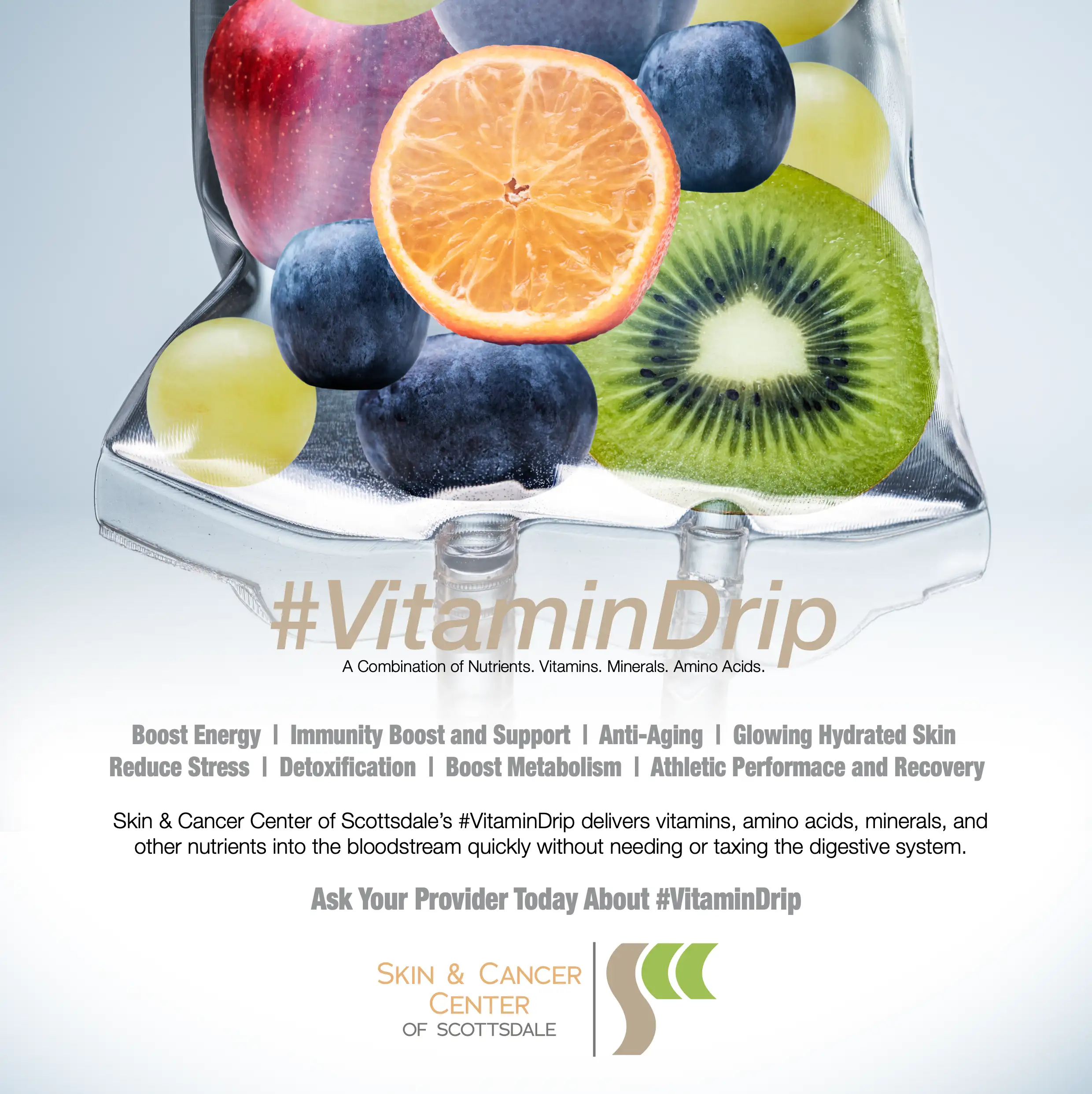 Poster #VitaminDrip A Combination of Nutrients, Vitamins, Minerals and Amino Acids.