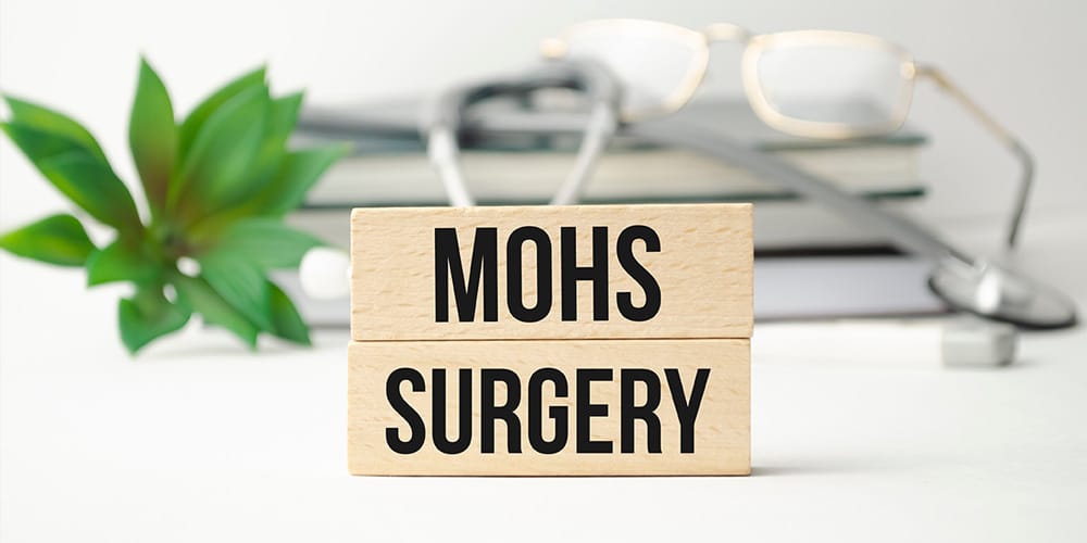 Mohs surgery sign on table background